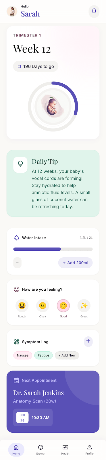 Bloom Pregnancy Tracker App Interface
