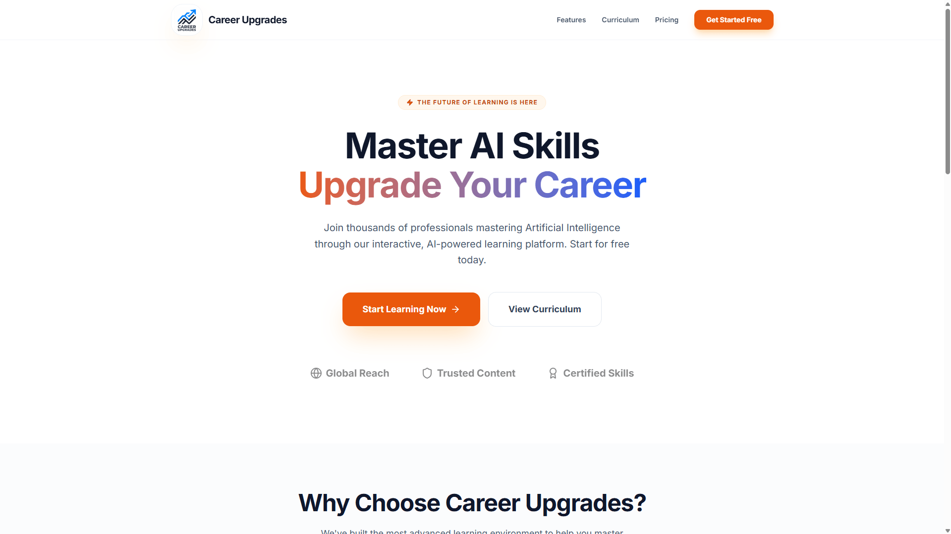 Career Upgrades AI Learning Interface
