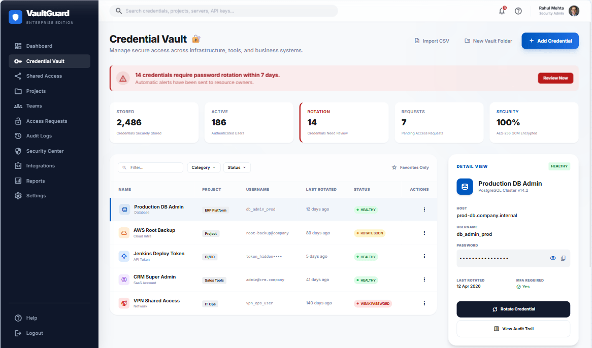 Secure Credential Vault Interface